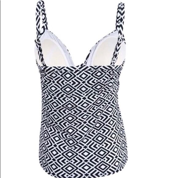 Swim solutions Diamonds printed tankini top 12 - Picture 2 of 7
